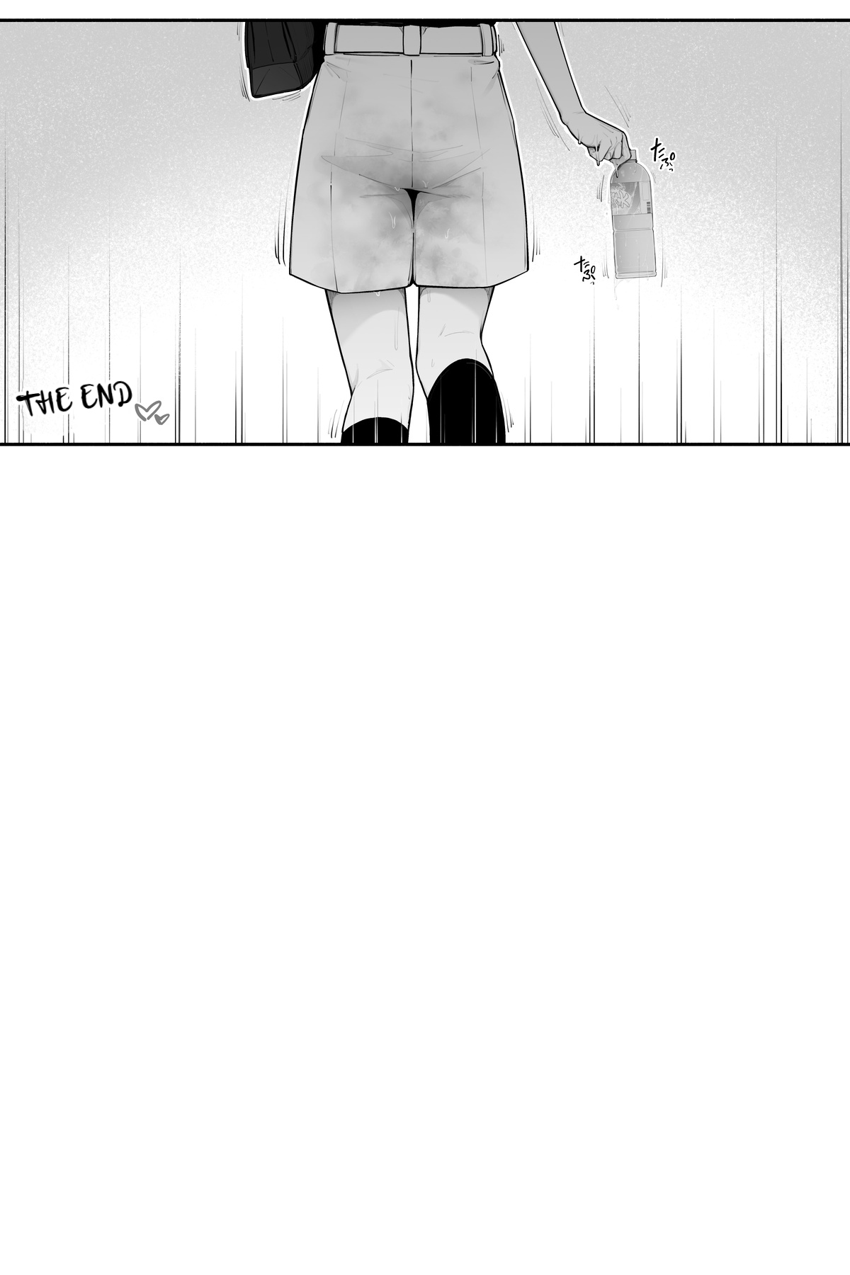 A woman who needs to pee but drinks water to help her pee page 6 full