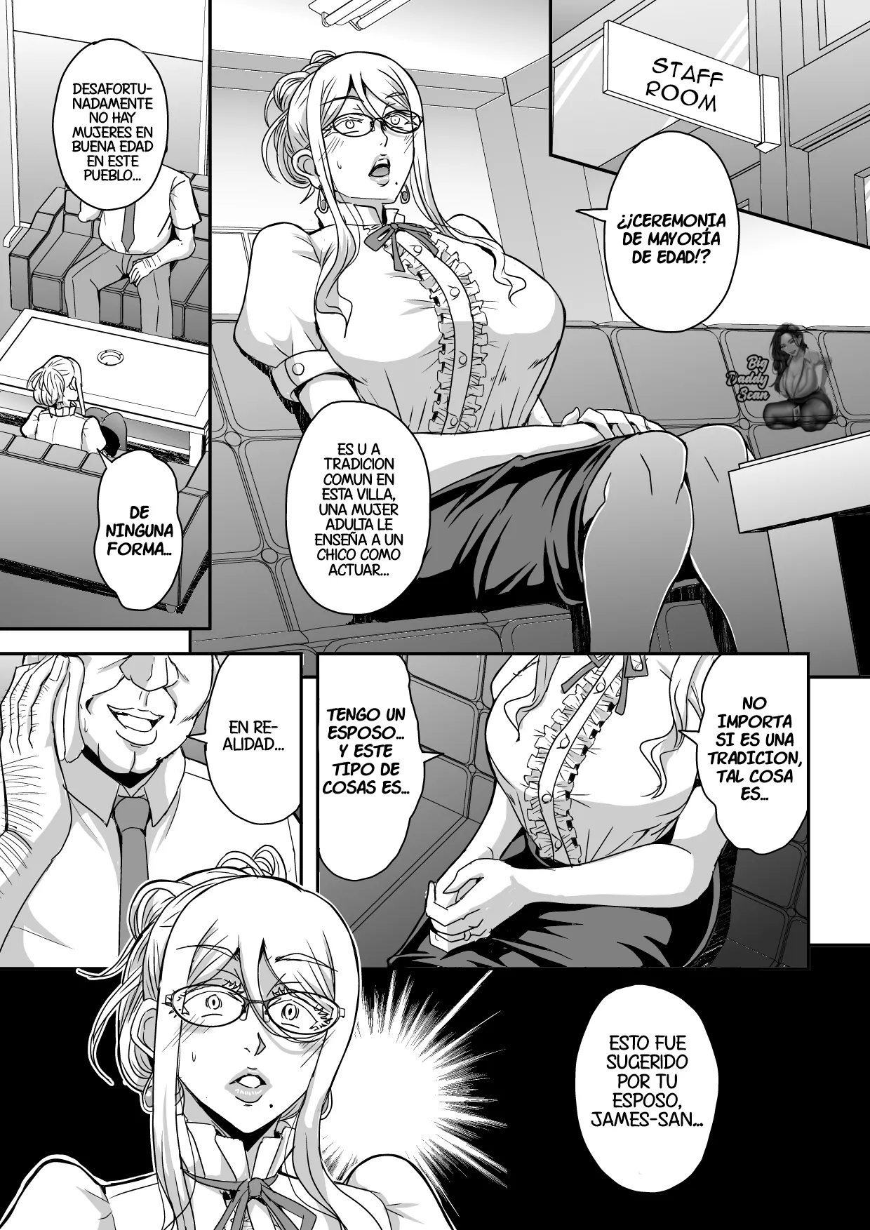 Bakunyuu Hitozuma Kinpatsu Gaikokujin Jokyoushi ga Mura no Inshuu de Kasshoku Shota no Fudeoroshi o Suru Hanashi｜La Historia Sobre Una Profesora Extranjera Rubia De Grandes Pechos Que Se Come A Un Shota Moreno Segun La Costumbre De Un Pueblo page 4 full