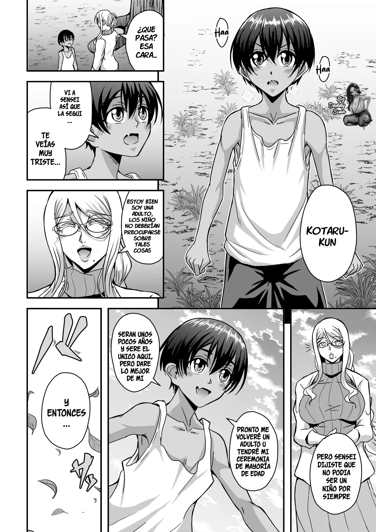 Bakunyuu Hitozuma Kinpatsu Gaikokujin Jokyoushi ga Mura no Inshuu de Kasshoku Shota no Fudeoroshi o Suru Hanashi｜La Historia Sobre Una Profesora Extranjera Rubia De Grandes Pechos Que Se Come A Un Shota Moreno Segun La Costumbre De Un Pueblo page 7 full