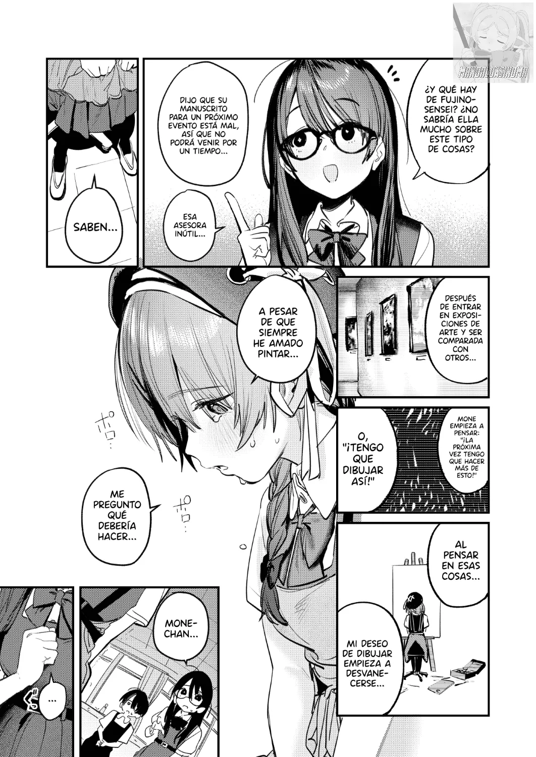 Bijutsubu Harem Katsudou Nisshi ~Senpai no Slump Kaishou ni Kyouryoku shitara, Ikioi de 3P suru Koto ni Natta Hanashi~ | Registro de Actividades Harem del Club de Arte ~Como Ayudar a mi Senpai a Superar su Bloqueó Artístico nos Llevó a Tener un Trío~ page 9 full