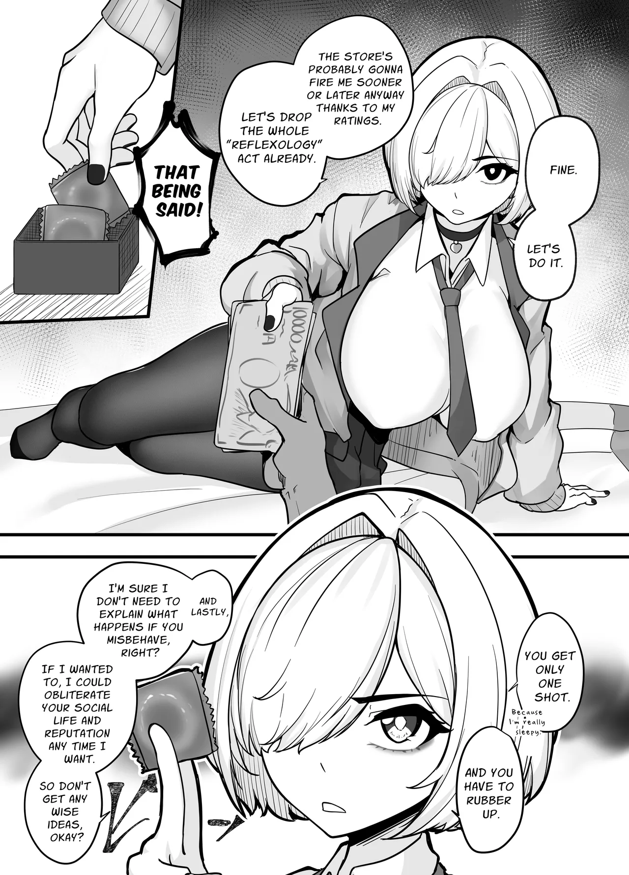 Aiso no Warui Haken Rifure Joshi ga Jitsu wa Nagachichi JK deshita | The Unsocialable Girl working at the Outcall Reflexology Salon is actually a JK with Huge Breasts page 9 full