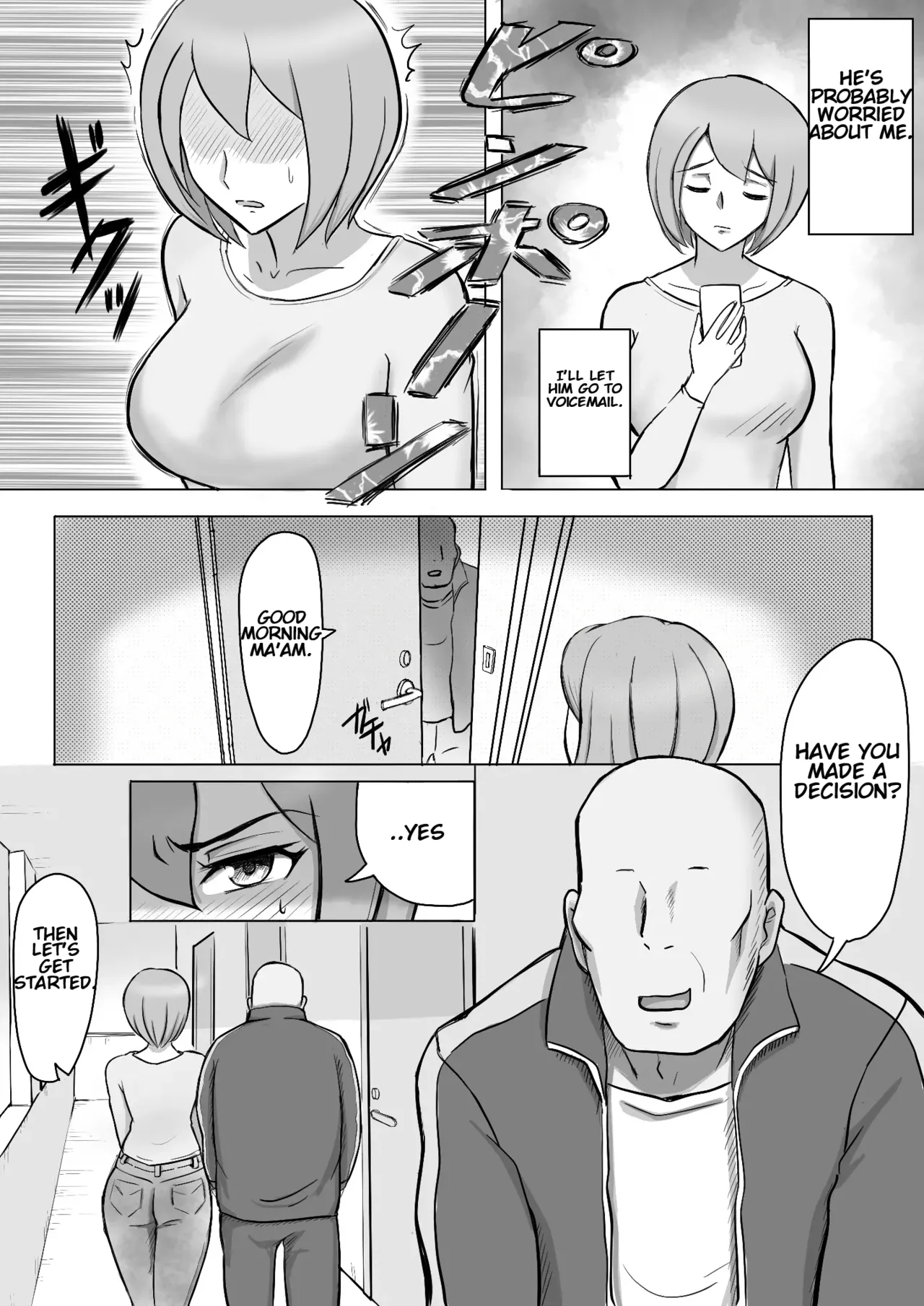 Maki wa Yasashii Otto no Tame ni Mayu wa Dekachin Otto no Tame ni Toukousha Gonda Goukichi | Maki married to a gentle husband is corrupted by her neighbor Gonda Gokichi page 5 full