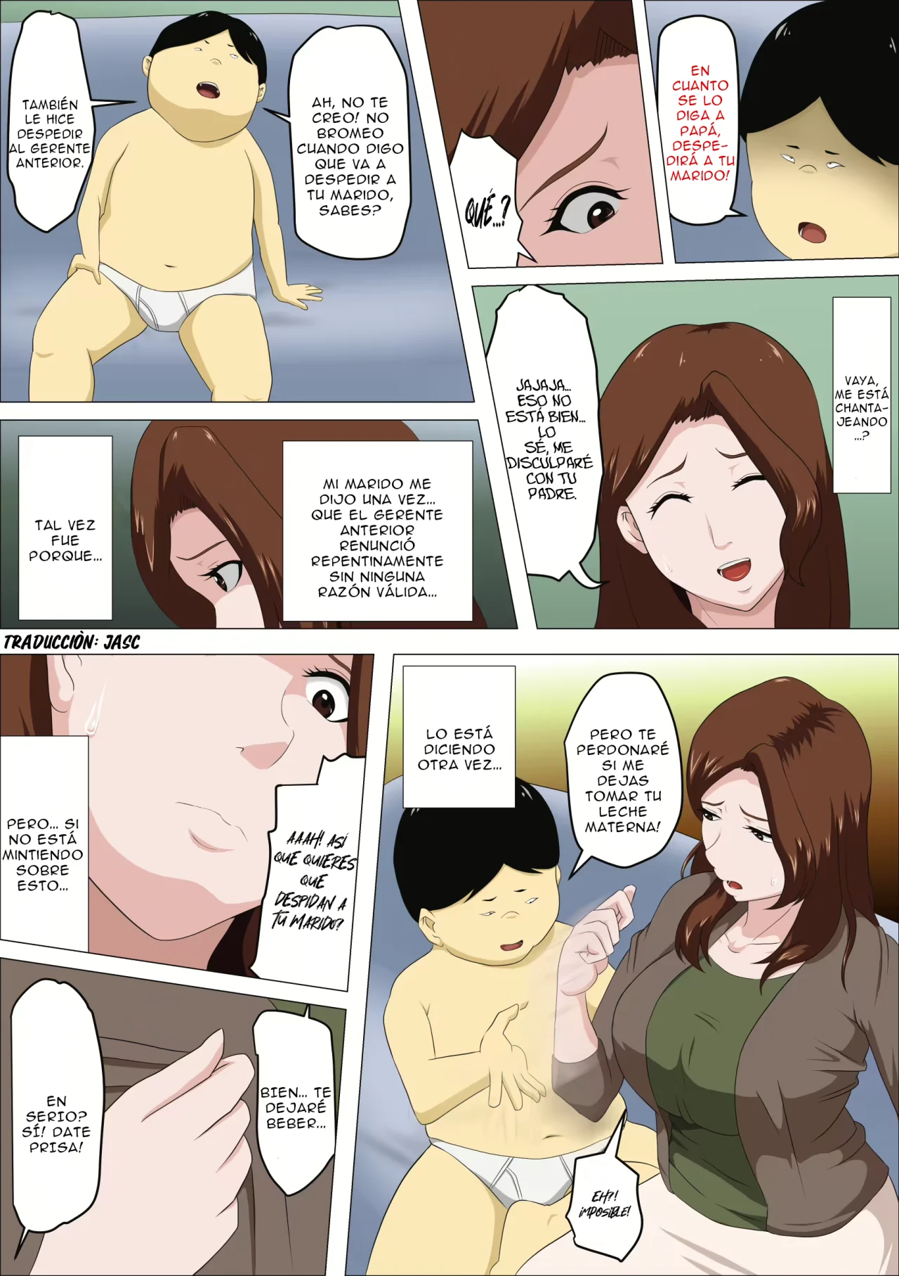 Shachou no Musuko o Azukattara Bonyuu o Suwareta Bakari ka.. ｜Cuidé al hijo del jefe y lo único que hizo fue chuparme las tetas page 11 full