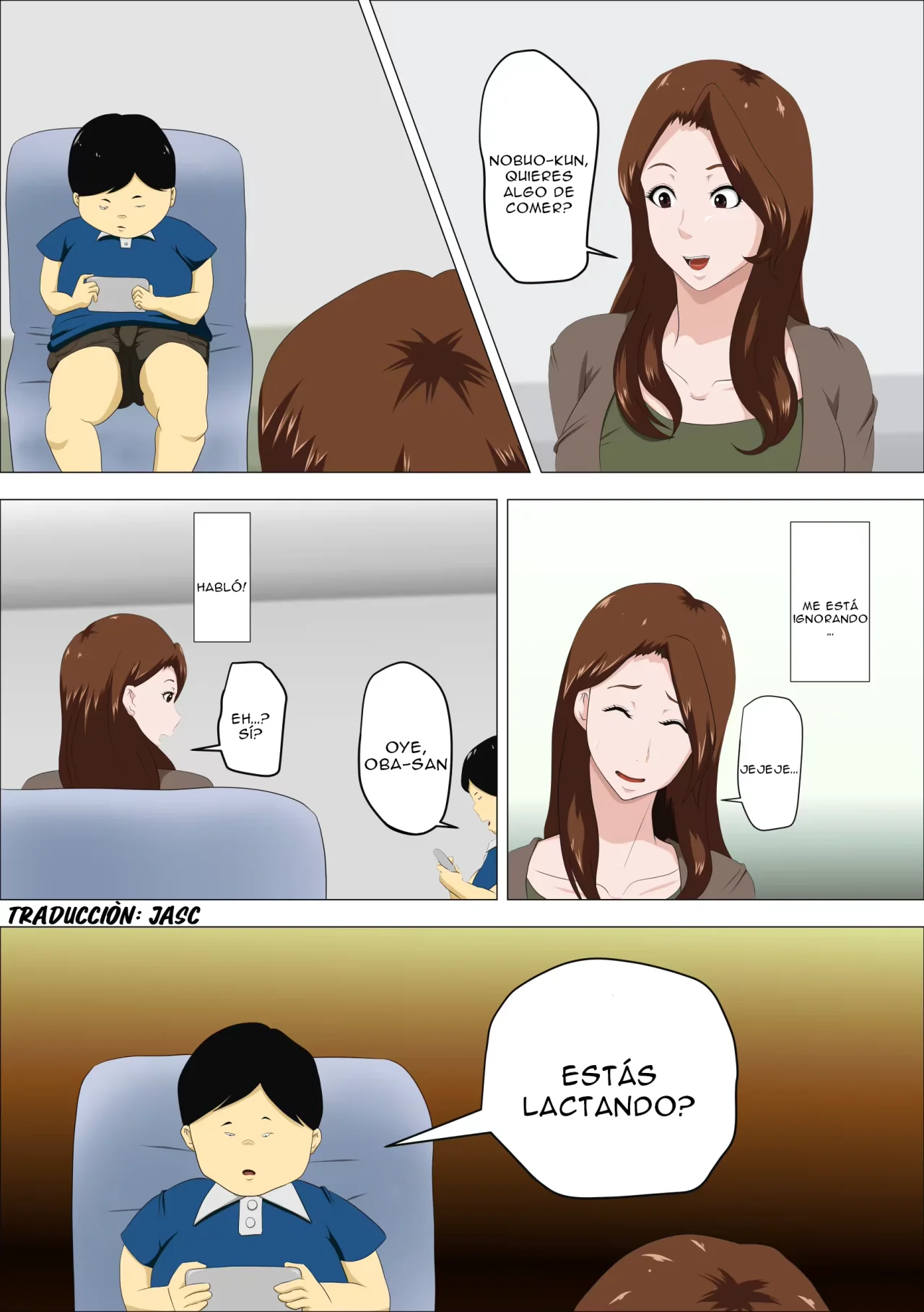 Shachou no Musuko o Azukattara Bonyuu o Suwareta Bakari ka.. ｜Cuidé al hijo del jefe y lo único que hizo fue chuparme las tetas page 5 full